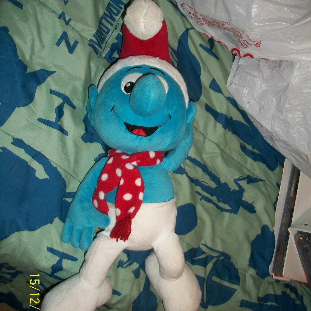 23" Macys Xmas Smurf 2010 Plush Toy-Fair Condition